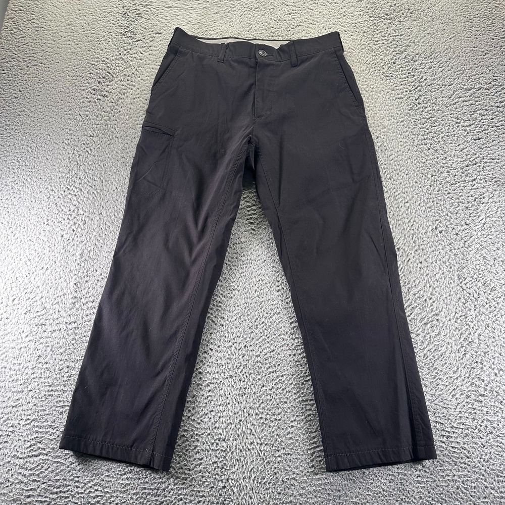 Unionbay Tech Pant Men 32x28 Black Nylon Windbreaker Straight Leg Hiking Stretch